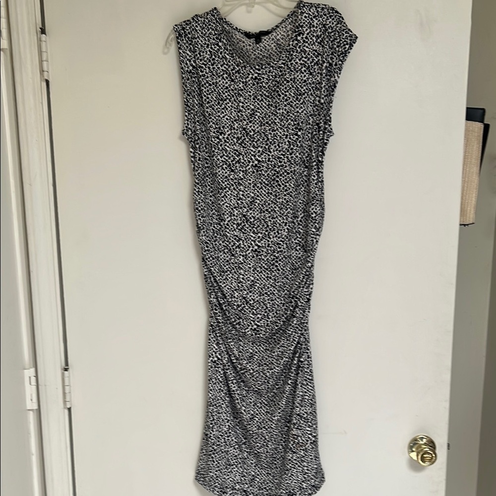 Banana Republic Animal Print Black and White Midi Dress M